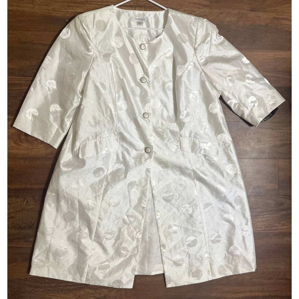 Danillo-Stefani Cocktail Jacket Ivory Polka Dot Knee Length Womens 22W NEW